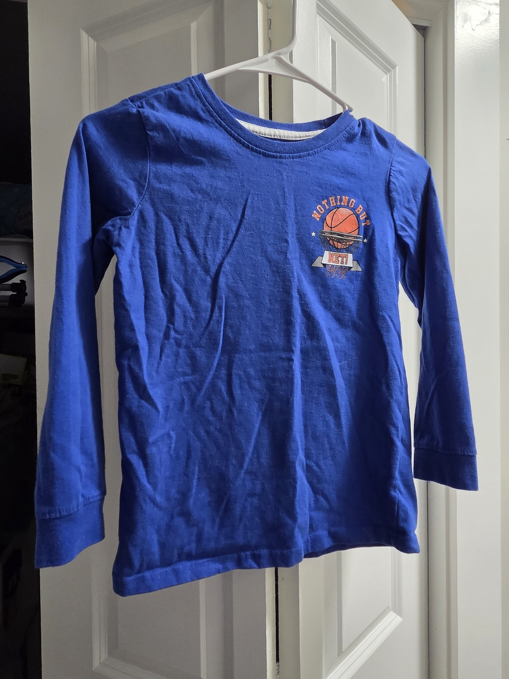 Kids Long-Sleeve Blue Basketball Graphic Tee